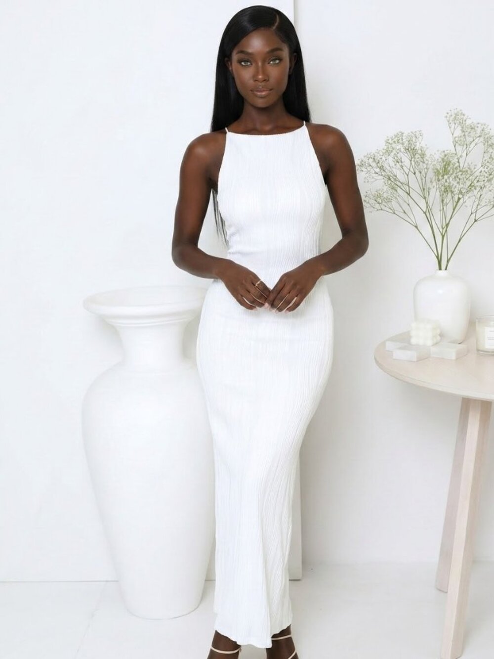 THE RUCHED SPLIT MAXI DRESS BY CALIFORNIA DAMES, A MONIKA'S ONLINE CO. - Picture 3 of 4